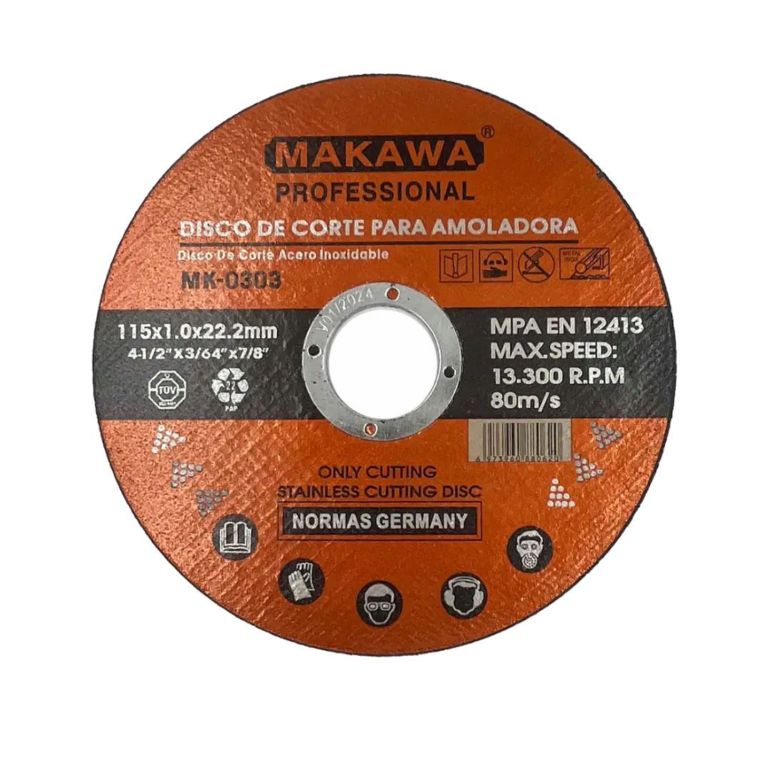 DISCO DE CORTE 115X1.0MM ACERO INOXIDABLE MAKAWA 1