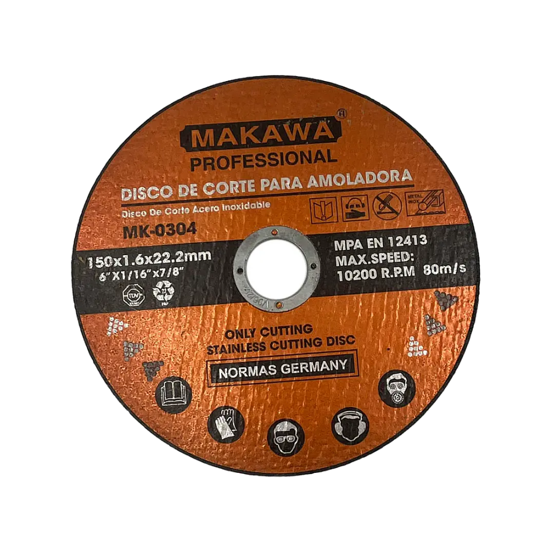 DISCO DE CORTE 150X1.6MM ACERO INOXIDABLE MAKAWA 1