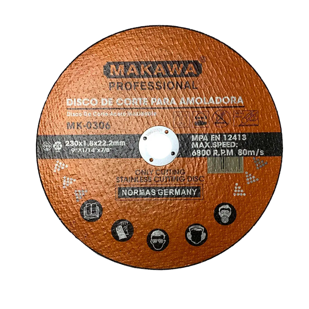 DISCO DE CORTE 230X1.8MM ACERO INOXIDABLE MAKAWA 1