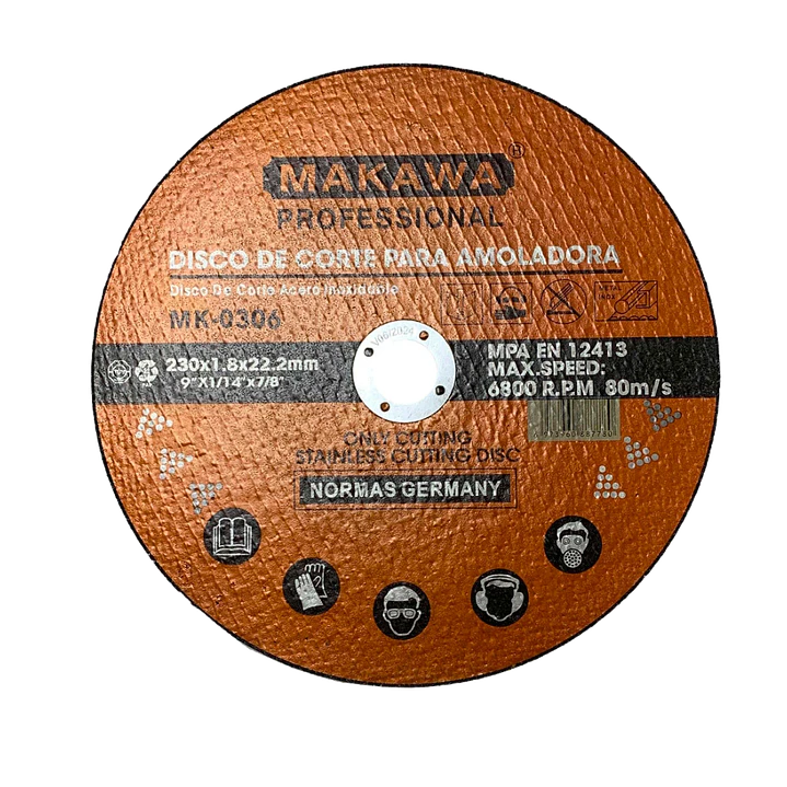 DISCO DE CORTE 230X1.8MM ACERO INOXIDABLE MAKAWA 1