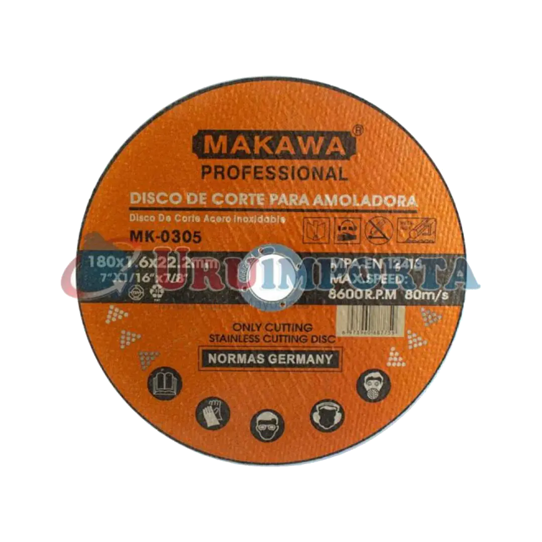 DISCO CORTE 180X1.6MM ACERO INOXIDABLE MAKAWA 1
