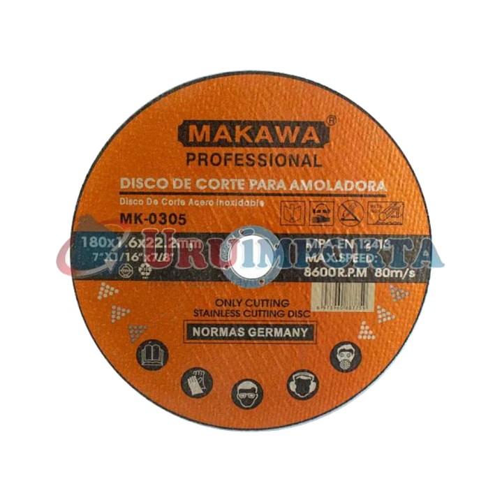 DISCO CORTE 180X1.6MM ACERO INOXIDABLE MAKAWA 1
