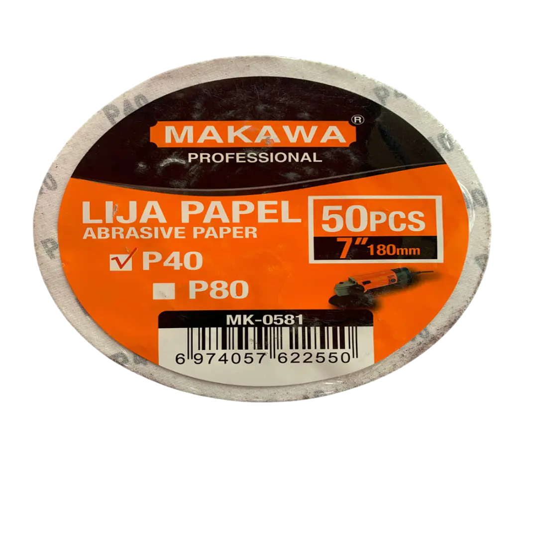 LIJA PARA VELCRO P40 180MM 50PCS MAKAWA 1