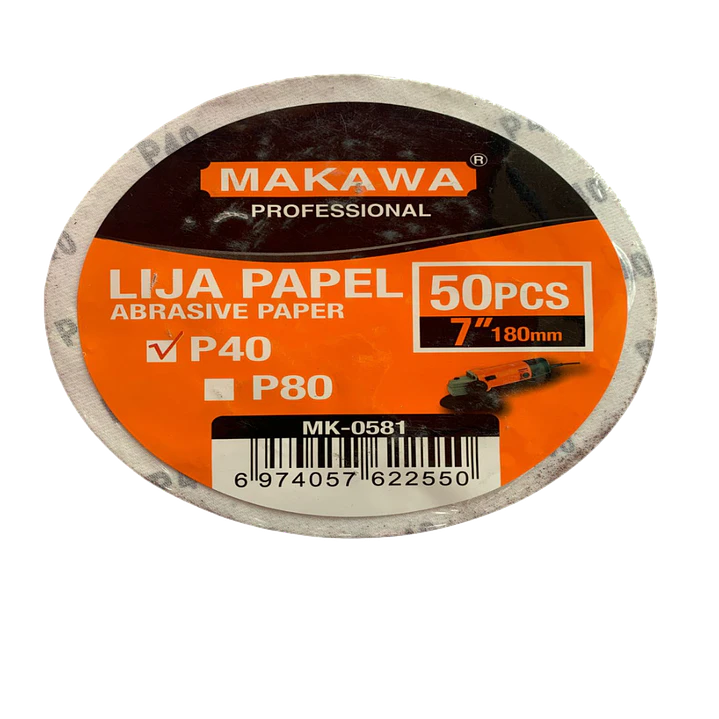 LIJA PARA VELCRO P40 180MM 50PCS MAKAWA 1