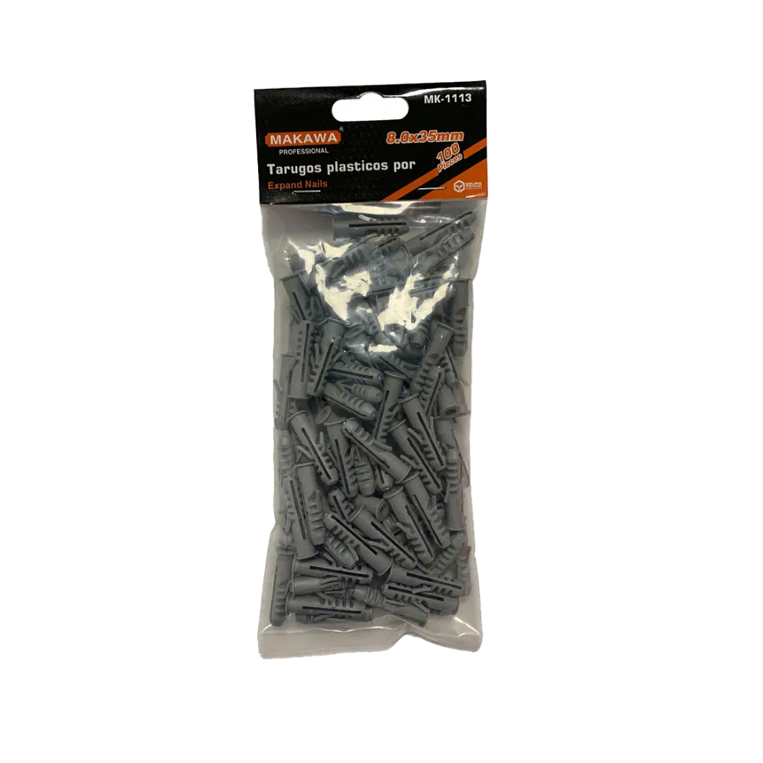 TARUGOS PLASTICOS  8x35mm POR 100PCS MAKAWA 1