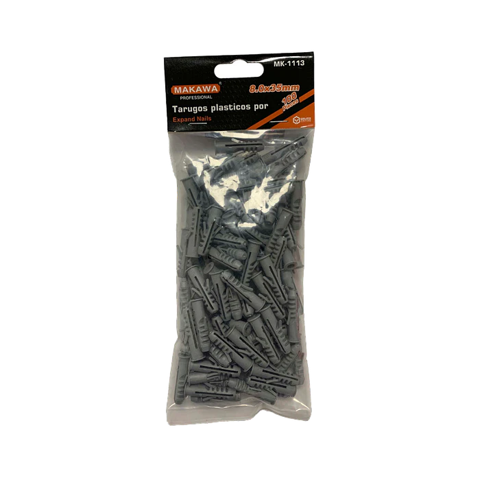 TARUGOS PLASTICOS  8x35mm POR 100PCS MAKAWA 1
