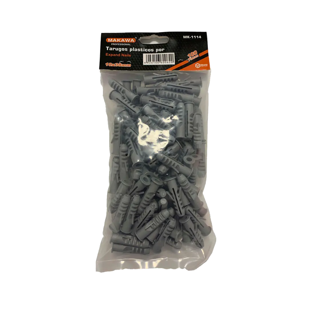TARUGOS PLASTICOS  10x38mm POR 100PCS MAKAWA 1