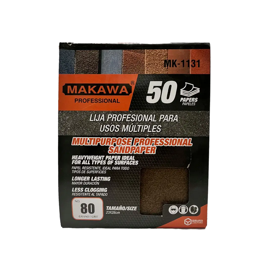 LIJA DE PAPEL 80# POR 50PCS MAKAWA 1