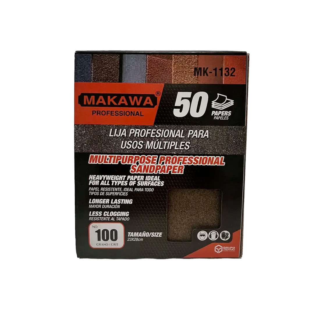 LIJA DE PAPEL 100# POR 50PCS MAKAWA 1