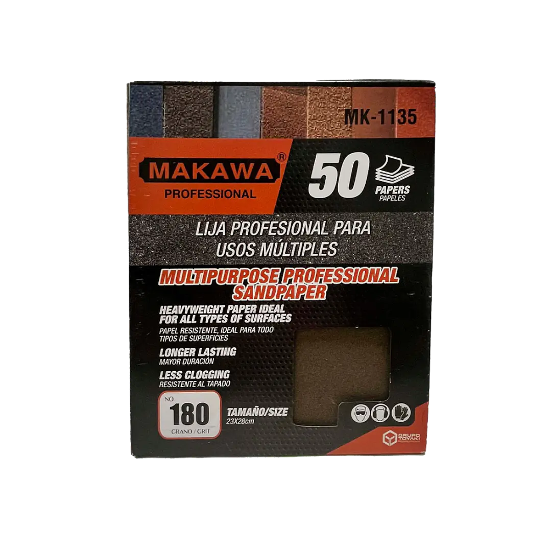 LIJA DE PAPEL 180# POR 50PCS MAKAWA 1