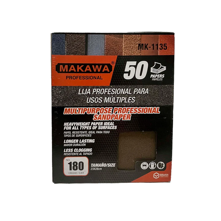 LIJA DE PAPEL 180# POR 50PCS MAKAWA 1