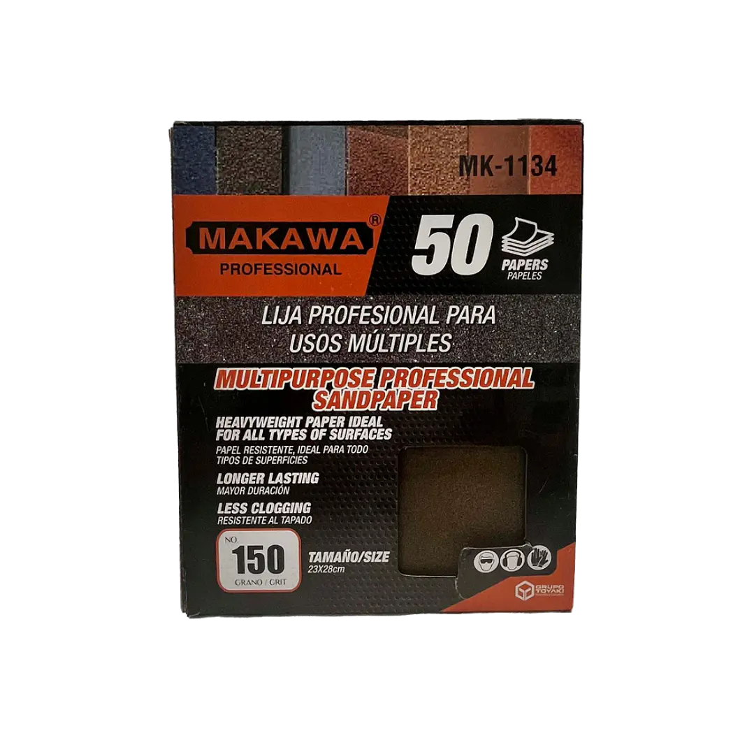 LIJA DE PAPEL 150# POR 50PCS MAKAWA 1