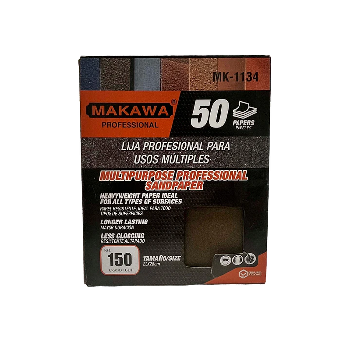 LIJA DE PAPEL 150# POR 50PCS MAKAWA 1