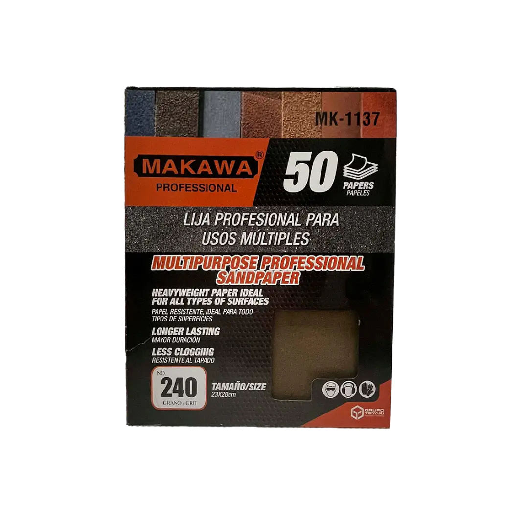 LIJA DE PAPEL 240# POR 50PCS MAKAWA 1