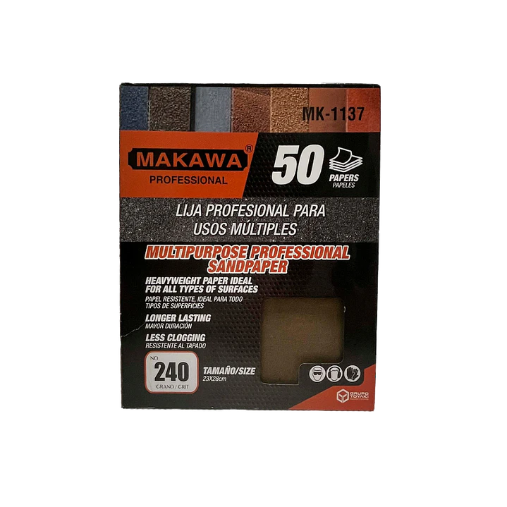 LIJA DE PAPEL 240# POR 50PCS MAKAWA 1