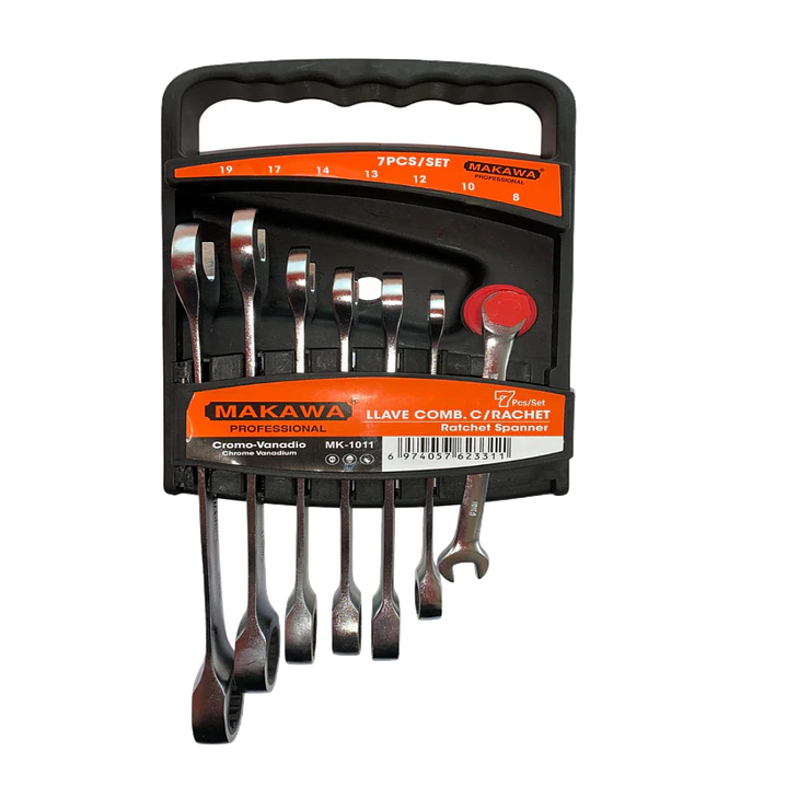 JGO LLAVE PUNTA CORONA POR 7PCS 8-19MM CON CHICHARRA MAKAWA 1