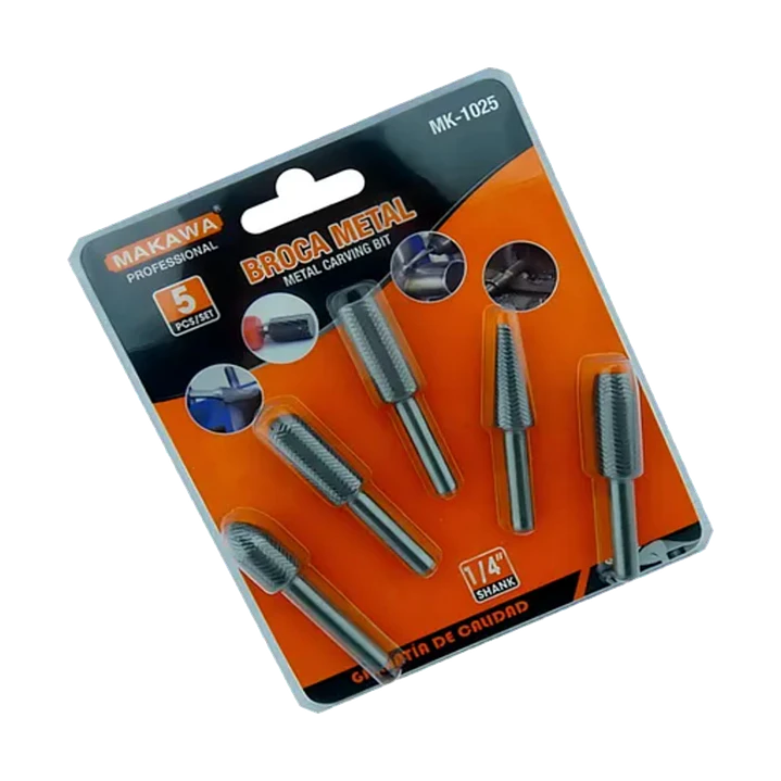 Kit Juego Brocas Metal Escofina Rotativa 1/4 5 Pcs Mk-1025 1