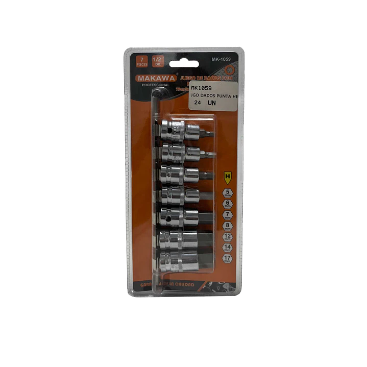 JGO DADOS PUNTA HEXAGONAL POR 7PCS 1/2