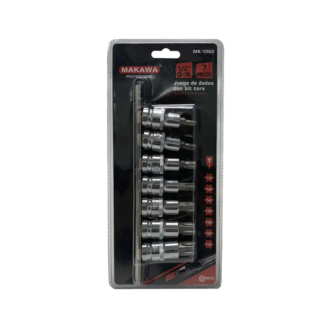 JGO DADOS PUNTA ESTR TORX 7PCS 1/2