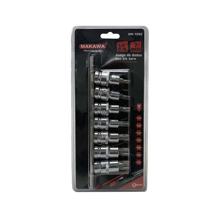 JGO DADOS PUNTA ESTR TORX 7PCS 1/2