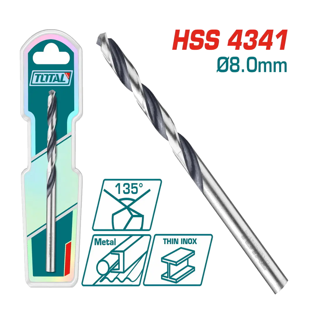 BROCA PARA METAL 4341 HSS 8MM TOTAL 1