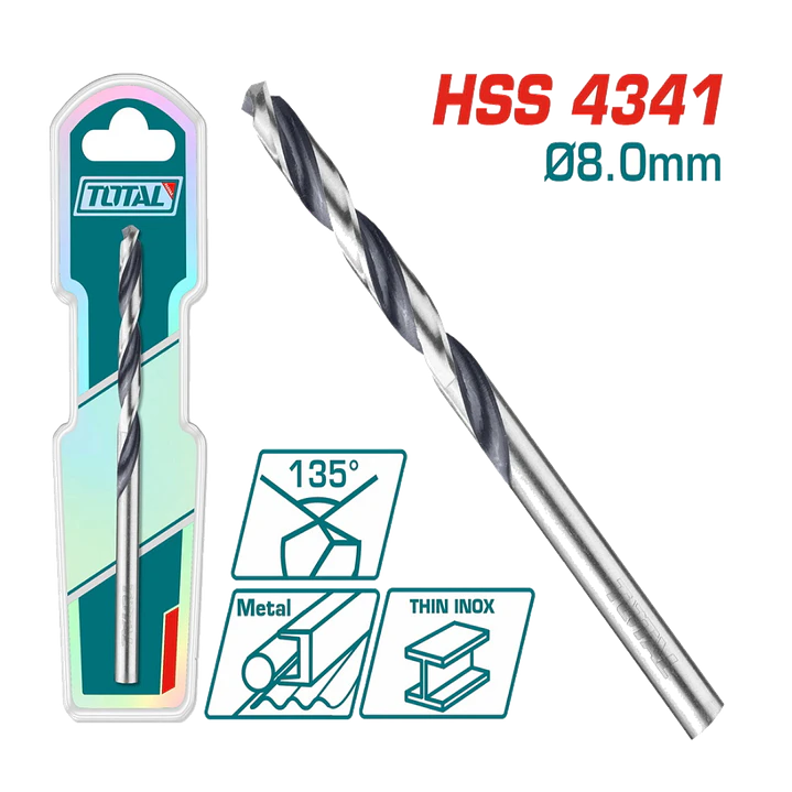 BROCA PARA METAL 4341 HSS 8MM TOTAL 1