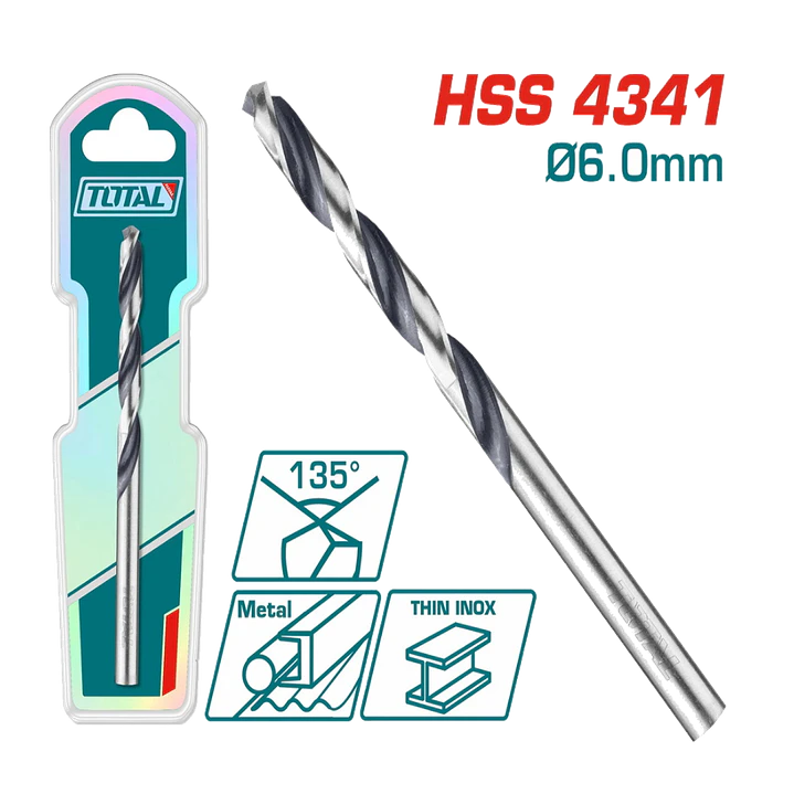 BROCA PARA METAL 4341 HSS 6MM TOTAL 1