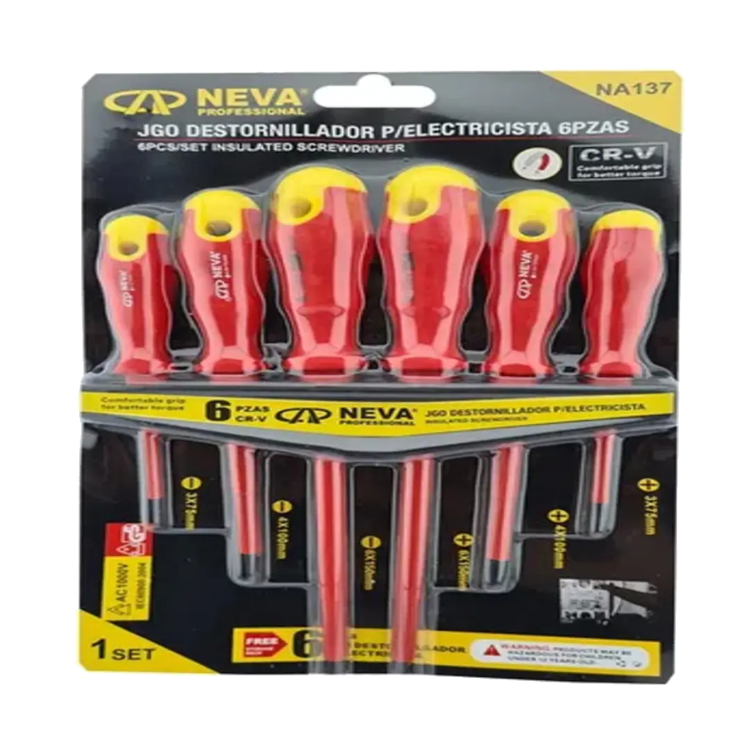 Set Kit Juego De Destornilladores Electricos 6 Piezas Neva 1
