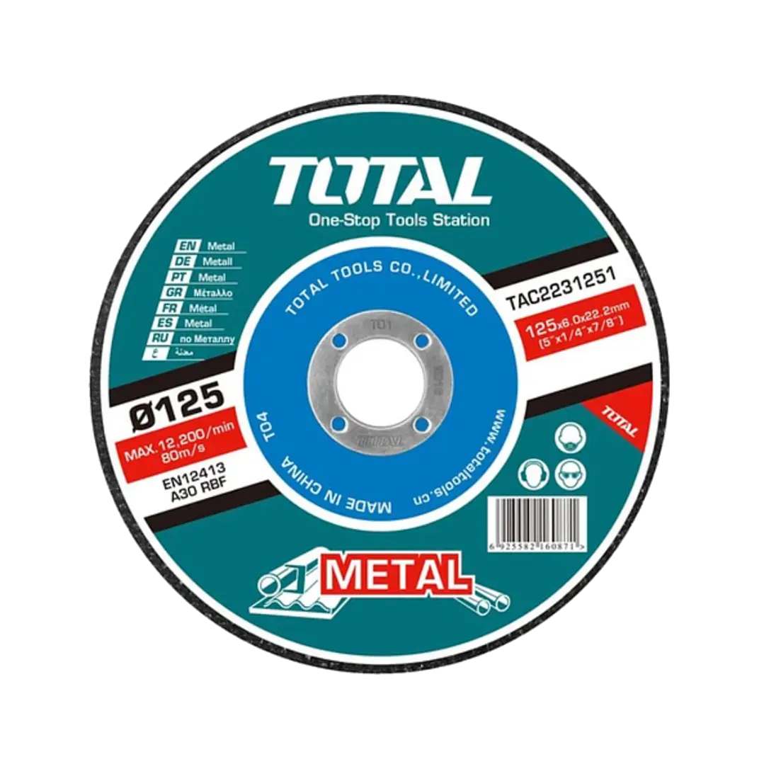DISCO DESBASTE P/ METAL ABRASIVO 125MM X 6MM TOTAL 1
