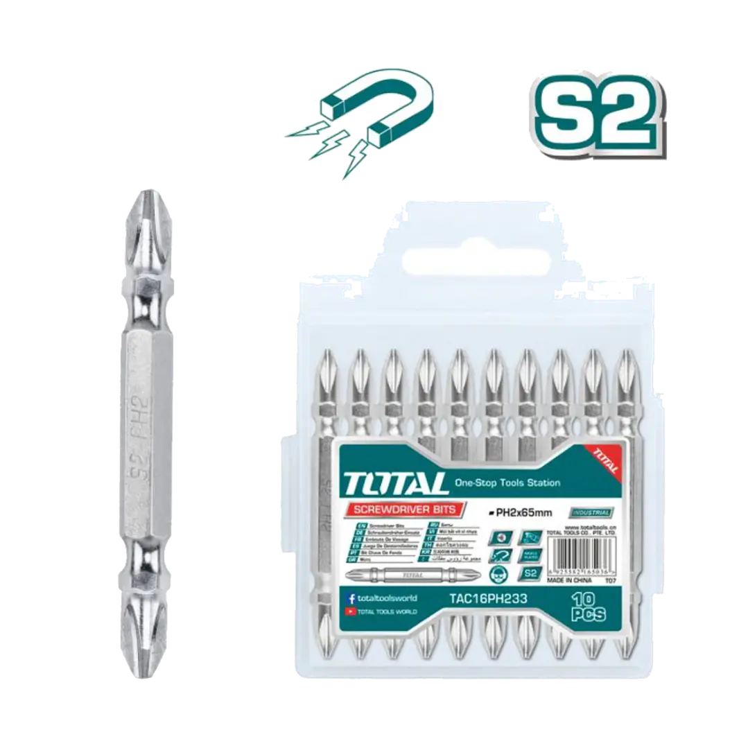 JGO PUNTA DESTORNILLADOR POR 10PCS PH2 65MM TOTAL 1