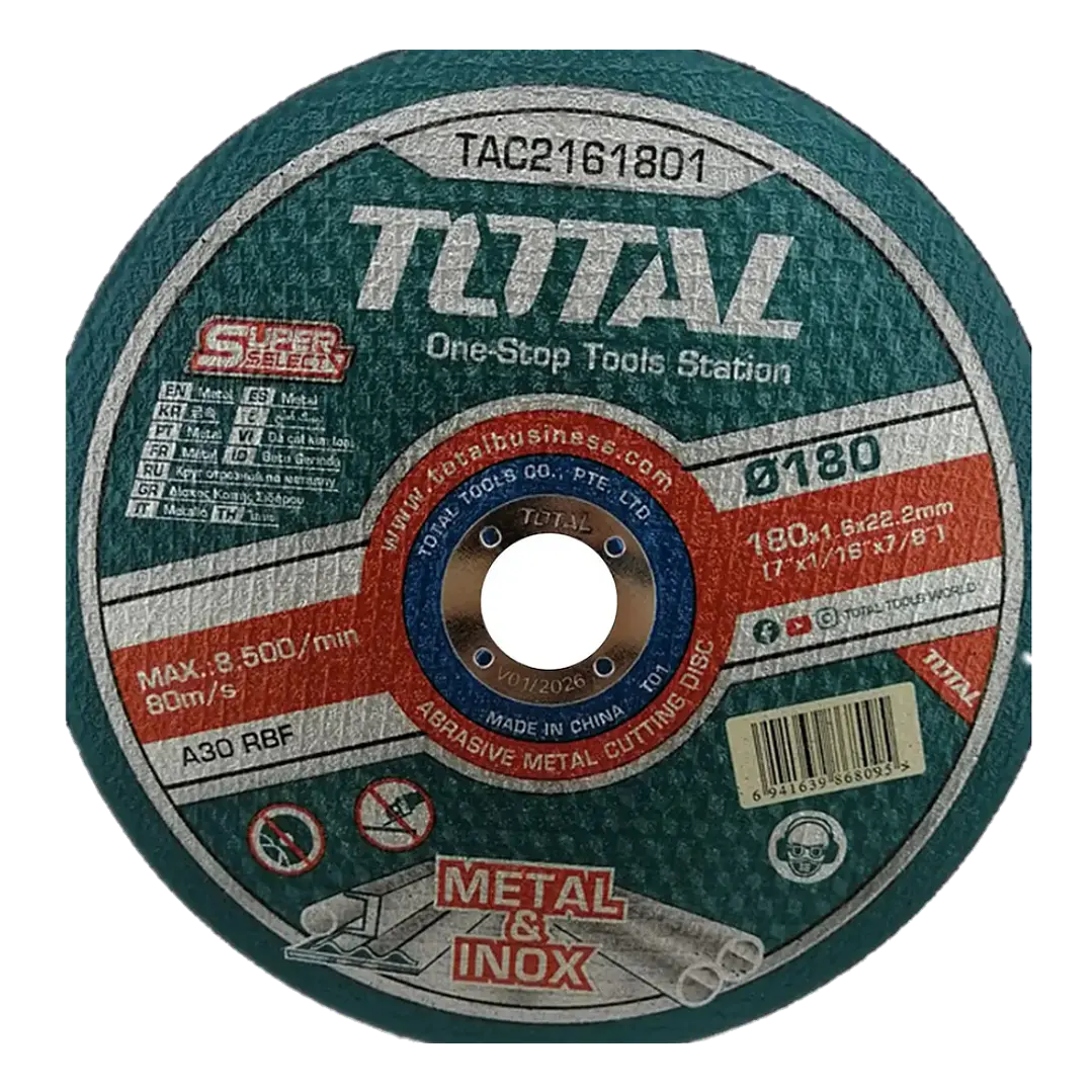 DISCO CORTE P/ METAL ABRASIVO 180MM X 1.6MM TOTAL 1