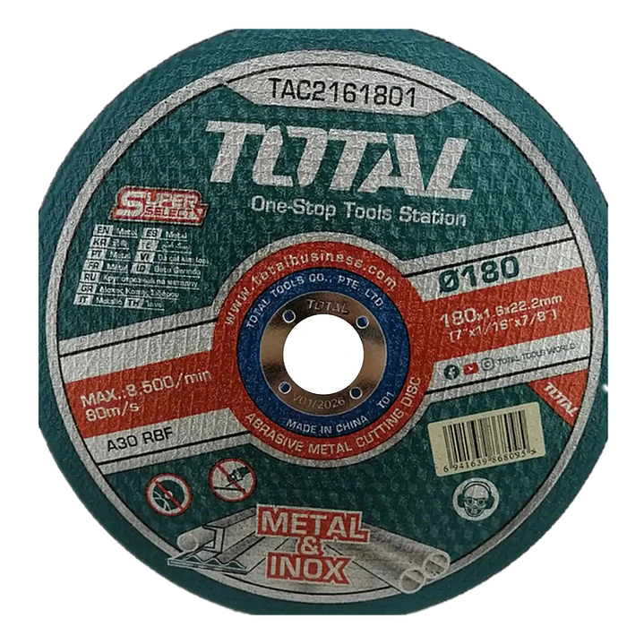 DISCO CORTE P/ METAL ABRASIVO 180MM X 1.6MM TOTAL 1