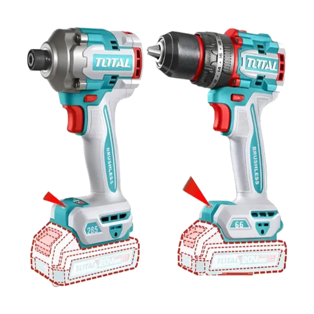 Kit Atornillador De Impacto+ Taladro 20v 2bat+ Carg Total 1