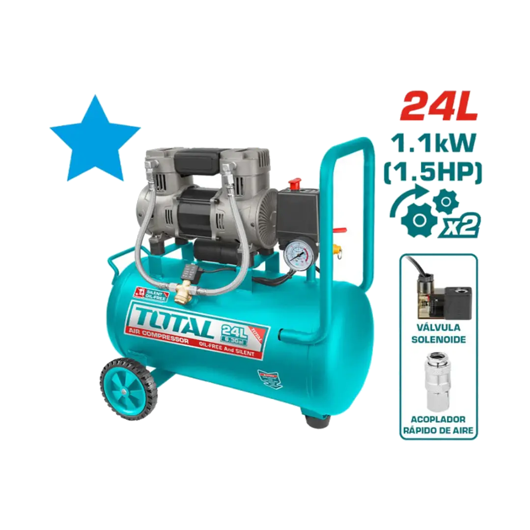 Compresor de Aire 1100W 24L Total Tools 1