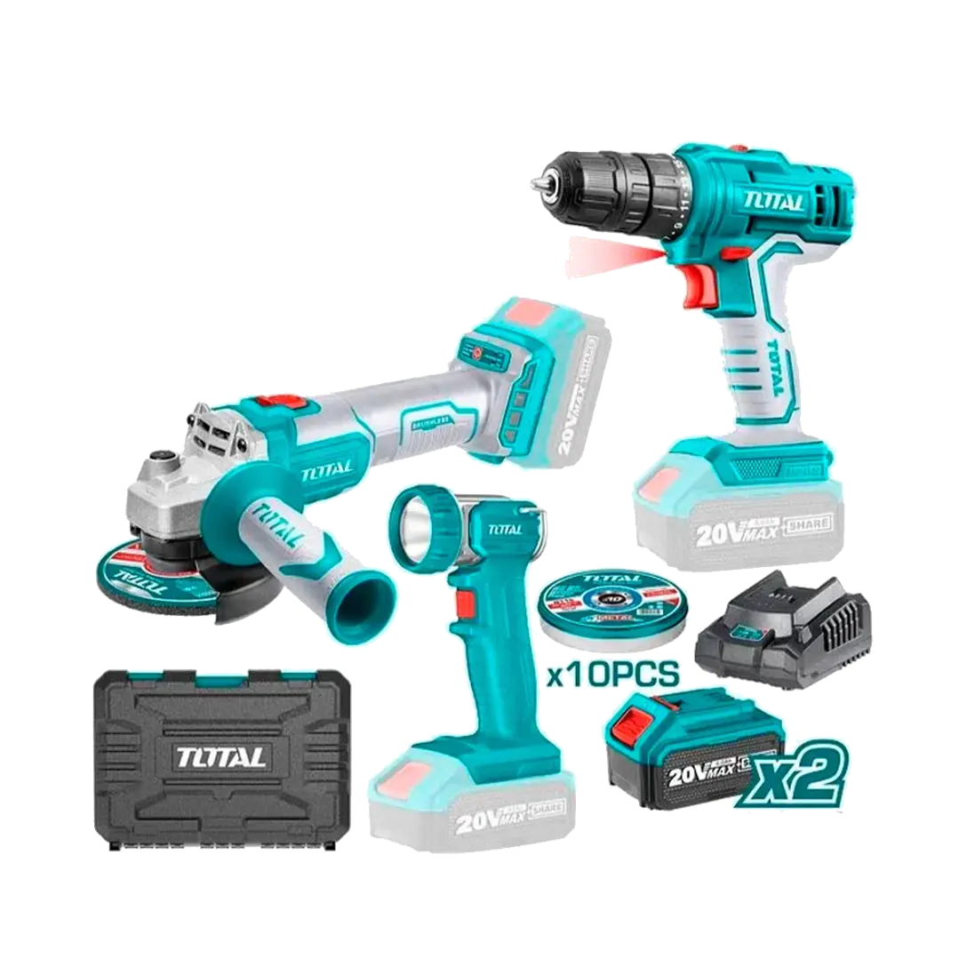 KIT TALADRO + ESMERIL + LAMPARA  20V TOTAL 1