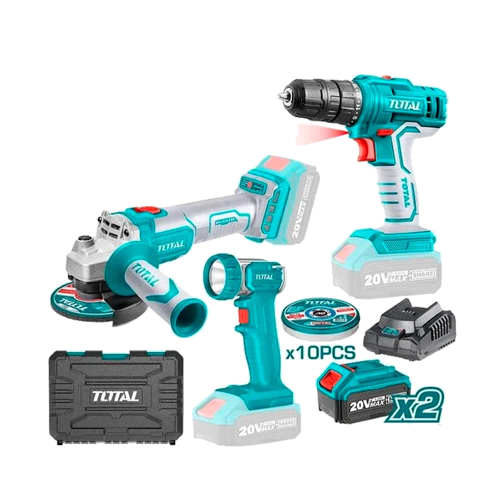 KIT TALADRO + ESMERIL + LAMPARA  20V TOTAL 1