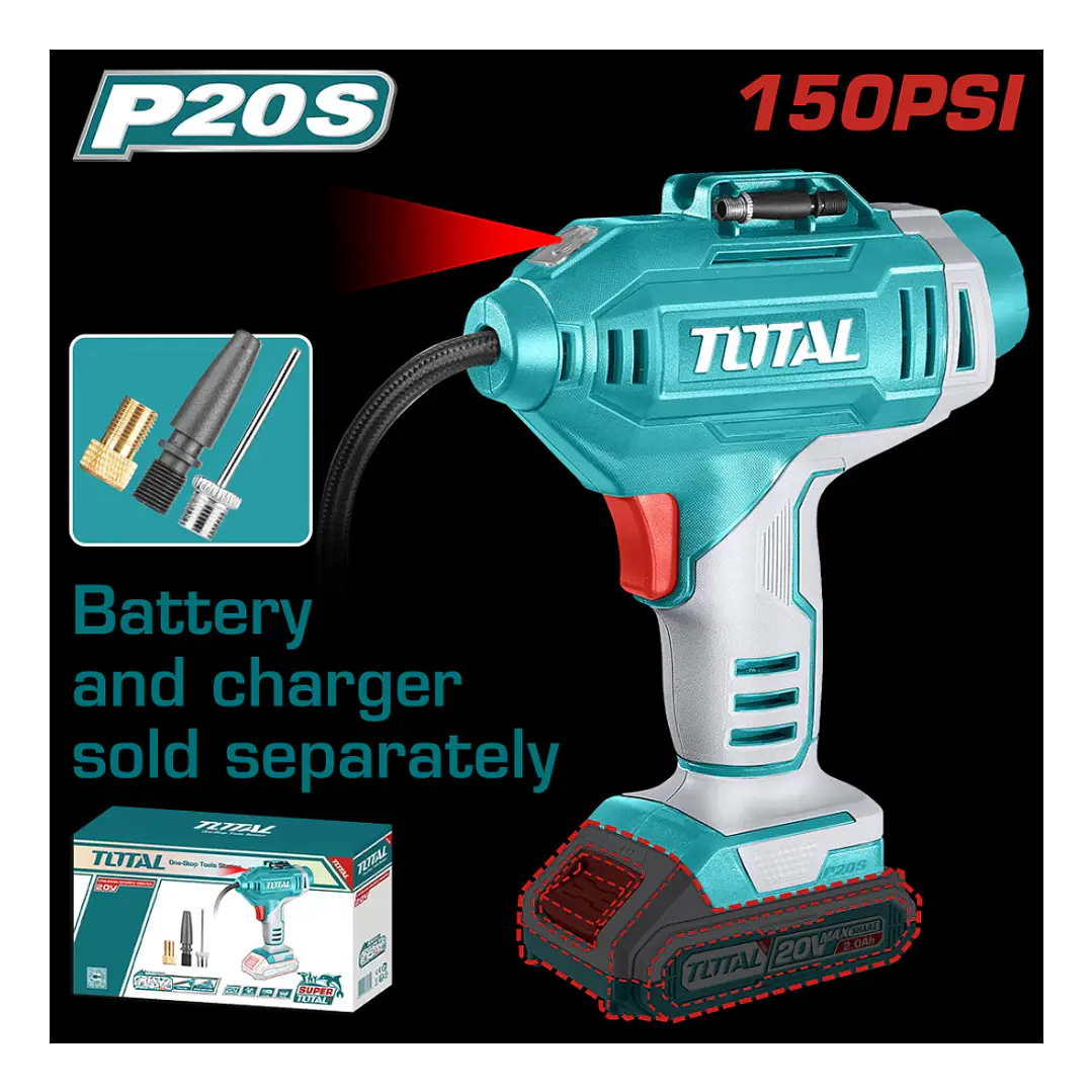 COMPRESOR AUTO INALÁMBRICO 20V 150PSI TOTAL SIN BATERIA SIN CARGADOR 1