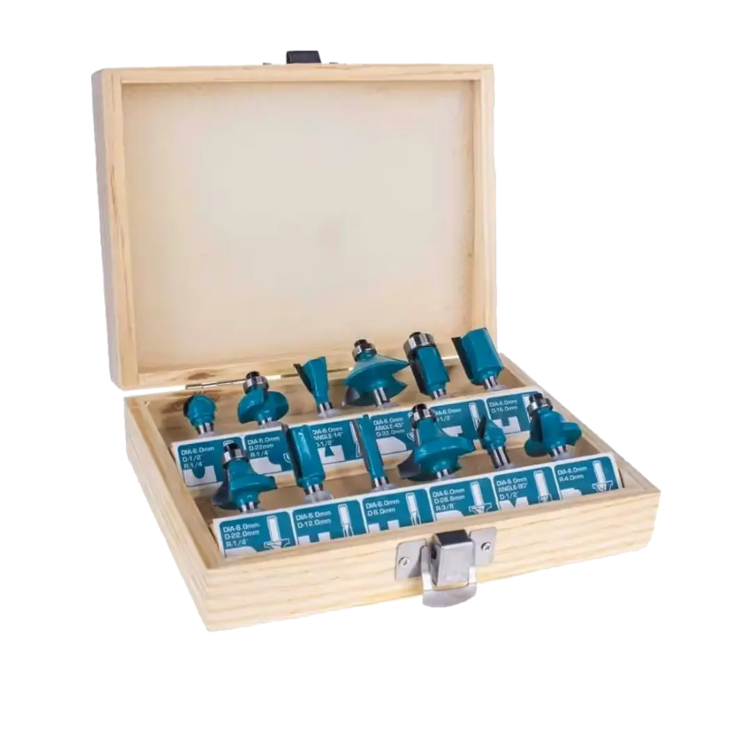 JGO DE FRESAS PARA ROUTER 12PCS 6MM TOTAL 1