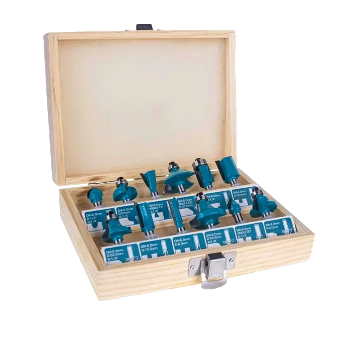 JGO DE FRESAS PARA ROUTER 12PCS 6MM TOTAL 1