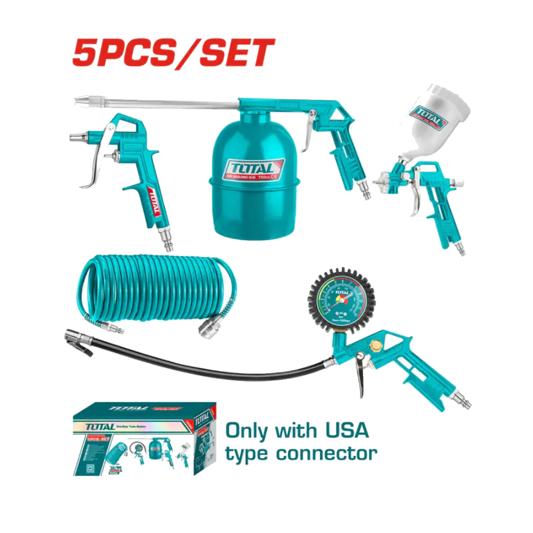 Kit Juego Herramientas Neumaticas 5 Piezas Total Tatk053-1 1