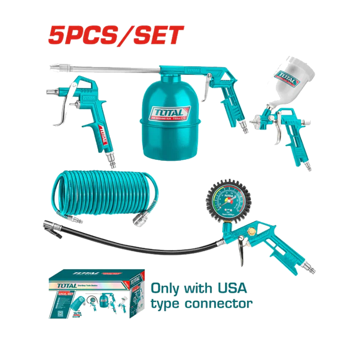 Kit Juego Herramientas Neumaticas 5 Piezas Total Tatk053-1 1