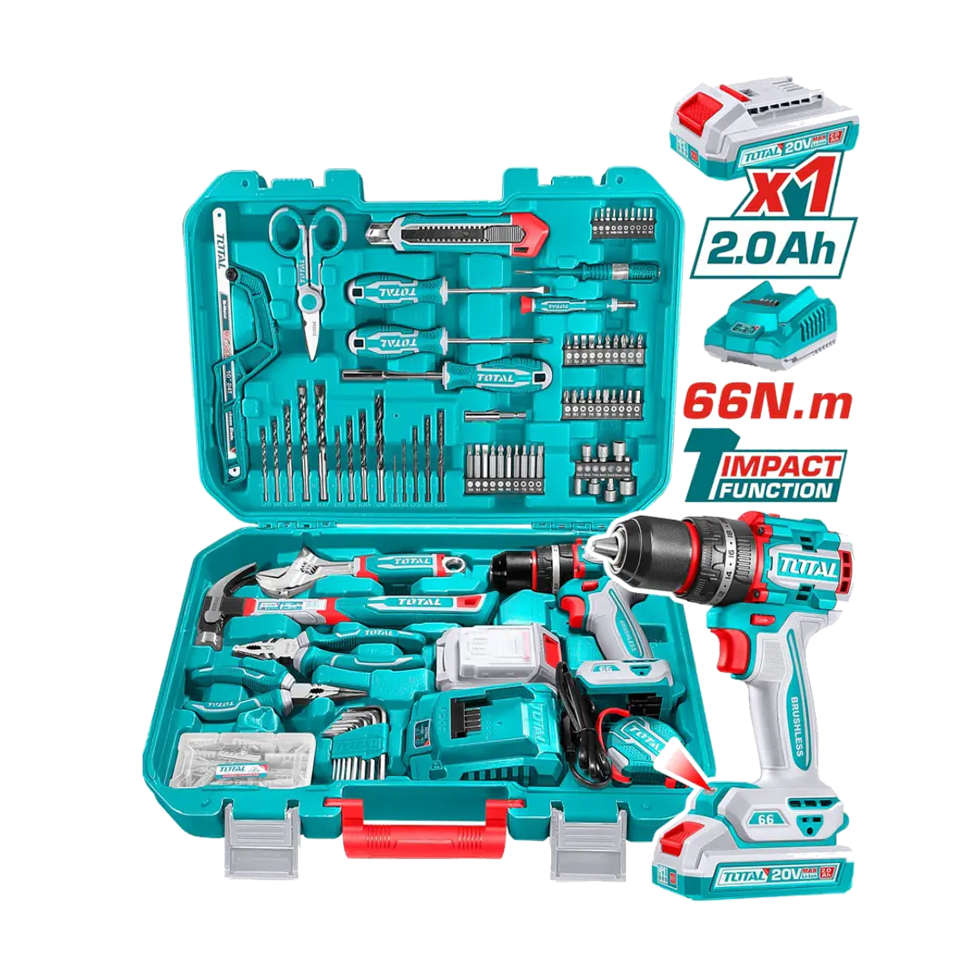 KIT TALADRO INALAMB IMPACTO CON 165PCS HERRAMIENTAS TOTAL 1