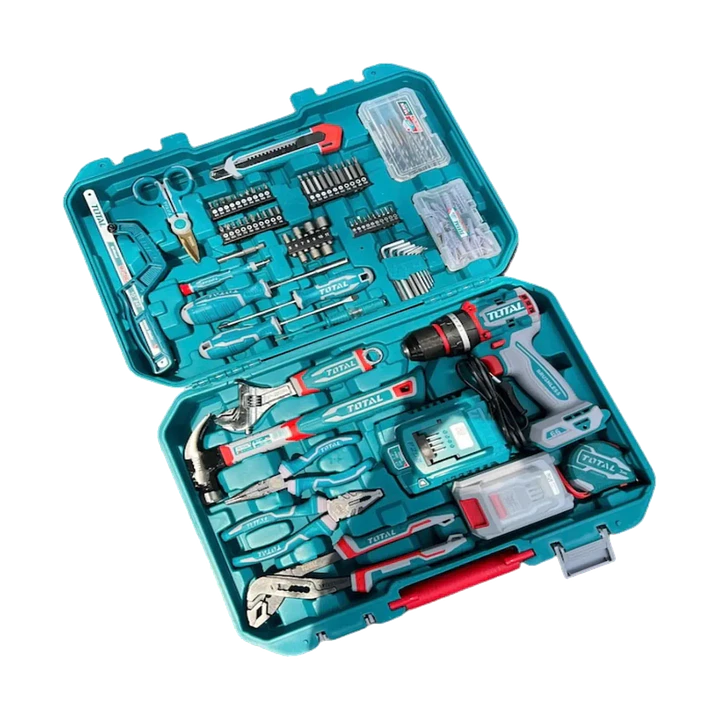 KIT TALADRO INALAMB IMPACTO CON 166PCS HERRAMIENTAS TOTAL 1