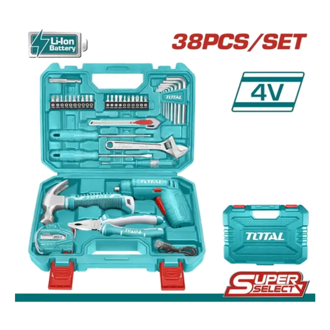 KIT ATORNILLADOR INALAMBRICO 4V POR 38 PCS TOTAL 1