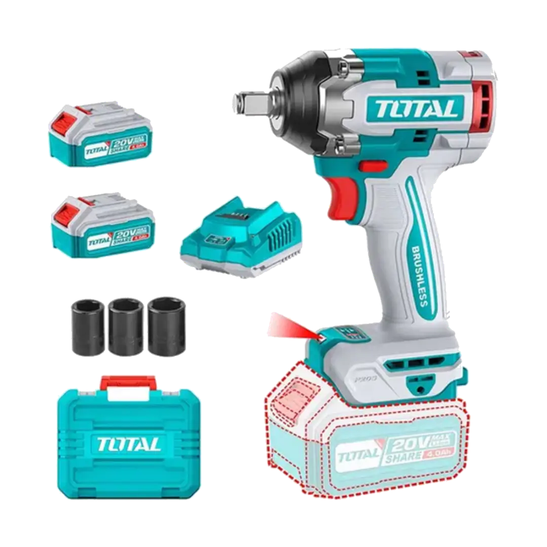 Taladro Pistola Llave Impacto 20v 2bat+ Carg Total Tiwli2050 1