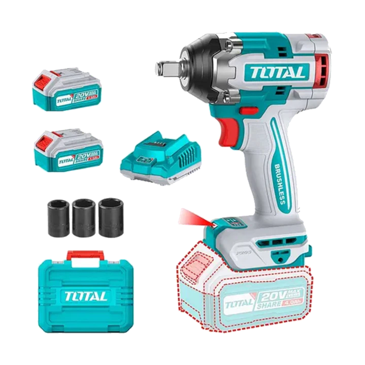 Taladro Pistola Llave Impacto 20v 2bat+ Carg Total Tiwli2050 1