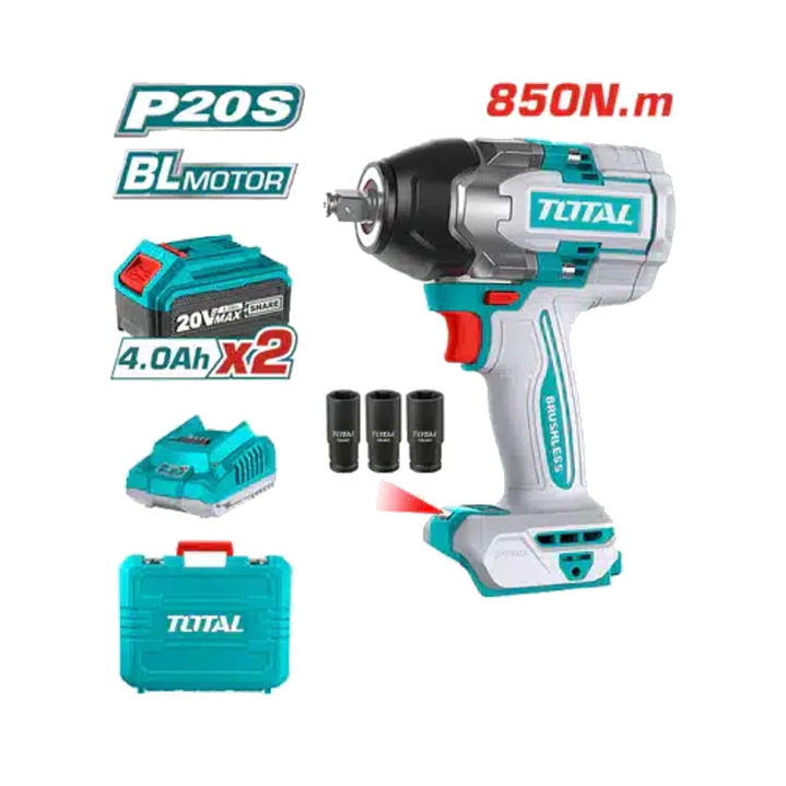 Taladro Pistola Llave Impacto 20v 2bat+ Carg 850nm Total 1