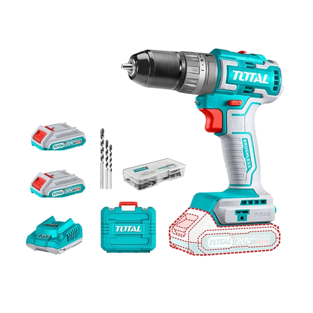 Taladro Atornillador 20v 2bat+ Cargador Total Tidli20508 1