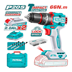 Taladro Atornillador Percutor 20v 2bat+carg Total Tidli20668