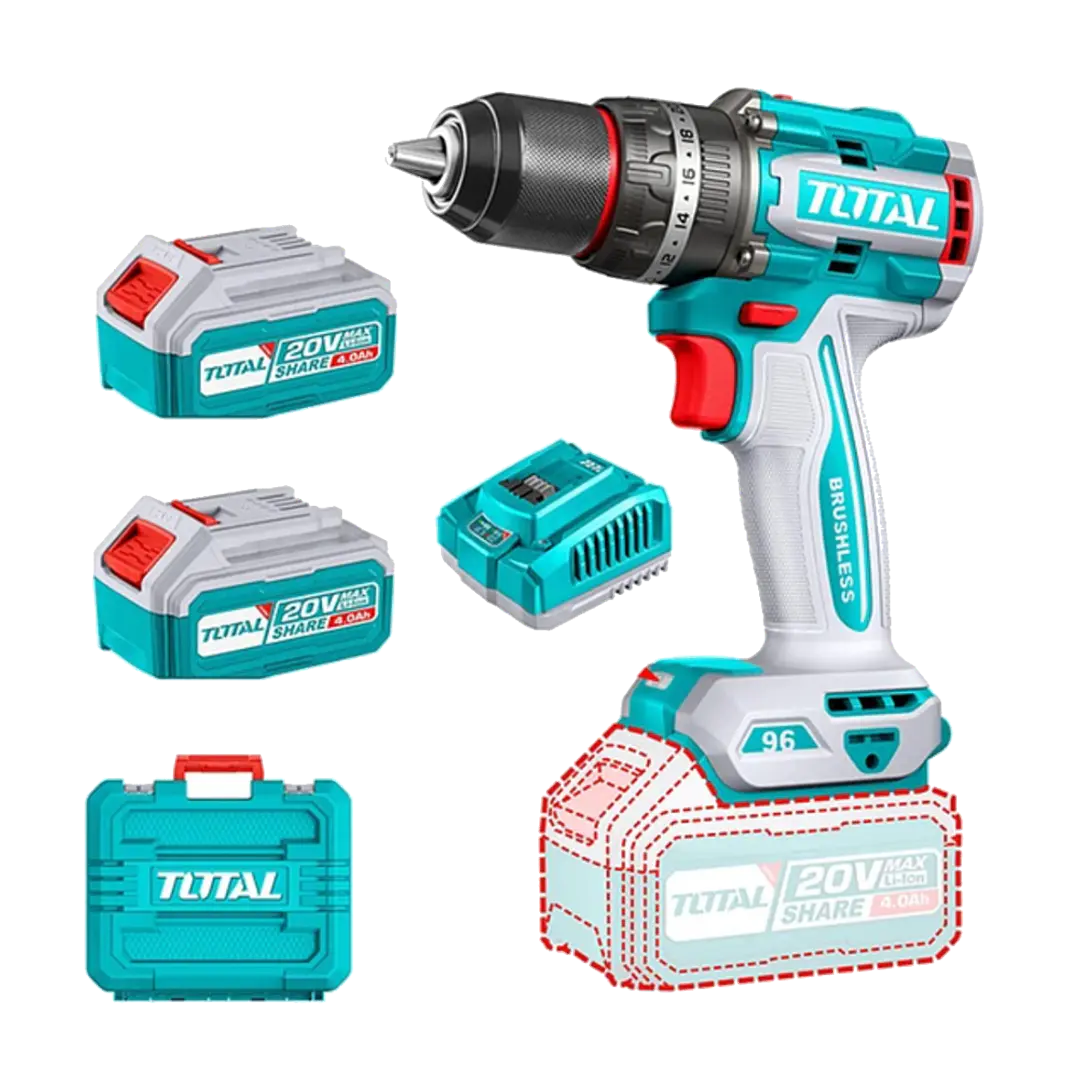 Taladro Atornillador Percutor 20v 2bat+carg Total Tidli20968 1